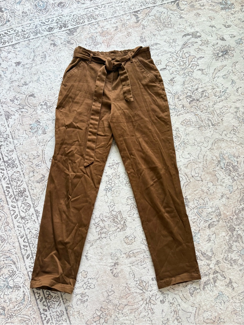 Women’s Brown Tie-Waist Casual Pants